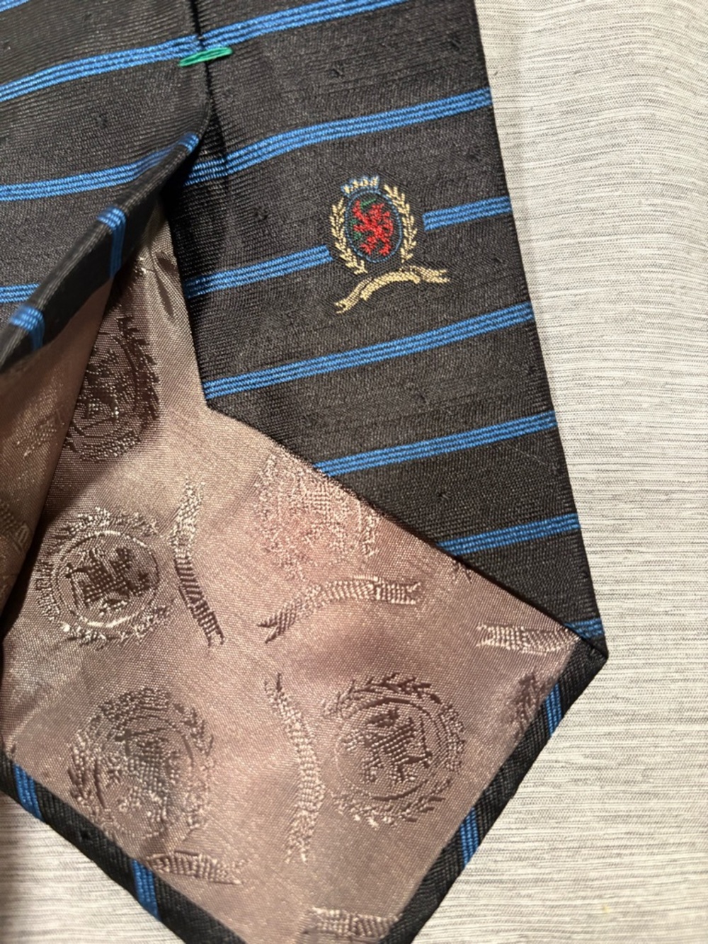 Tommy Hilfiger Black Tie with Blue Stripes - Picture 2 of 4